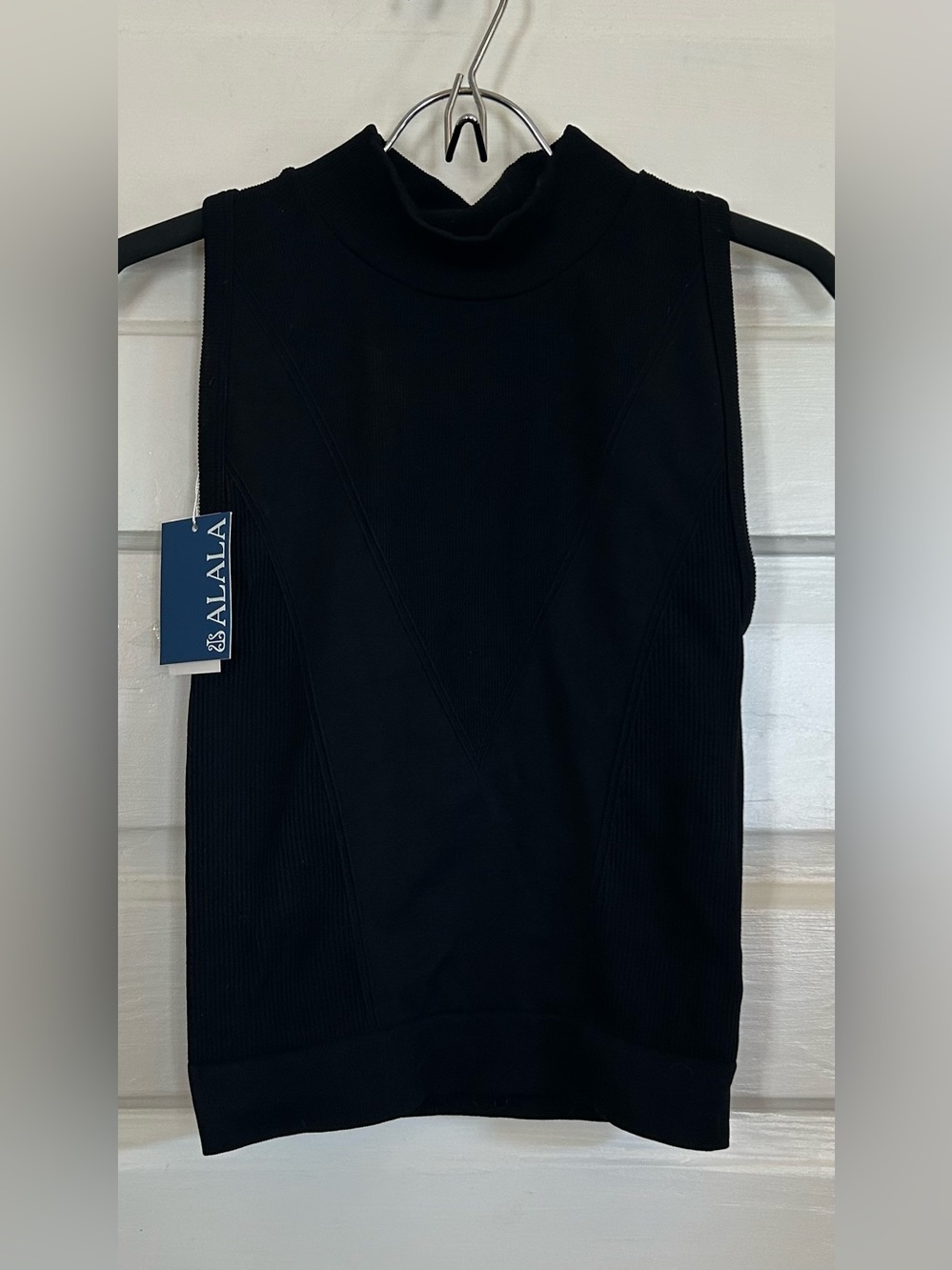 Alala Black Ribbed Mock Neck Athletic Tank - Picture 4 of 6